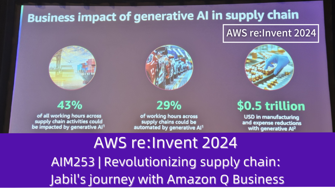 AWS re:Invent 2024　セッションレポート　#AIM253｜サプライチェーンイノベーション: JabilのAmazon Qビジネスへの取り組み